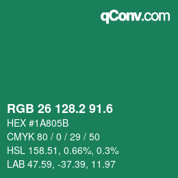 カラーコード: RGB 26 128.2 91.6 | qconv.com