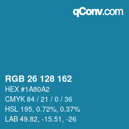 Color code: RGB 26 128 162 | qconv.com