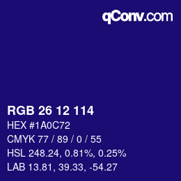 カラーコード: RGB 26 12 114 | qconv.com
