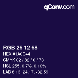 Color code: RGB 26 12 68 | qconv.com