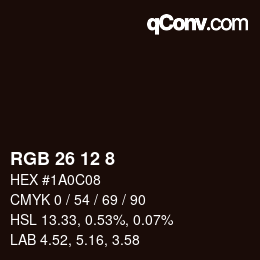 カラーコード: RGB 26 12 8 | qconv.com