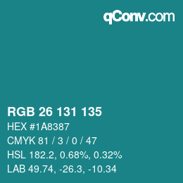Color code: RGB 26 131 135 | qconv.com