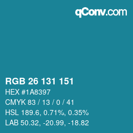 Color code: RGB 26 131 151 | qconv.com