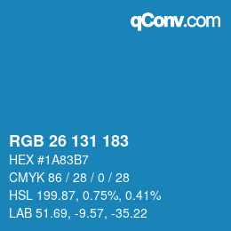 Color code: RGB 26 131 183 | qconv.com