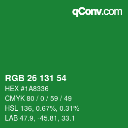 Farbcode: RGB 26 131 54 | qconv.com