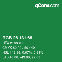 Color code: RGB 26 131 66 | qconv.com