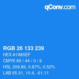 Código de color: RGB 26 133 239 | qconv.com