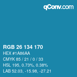 Color code: RGB 26 134 170 | qconv.com