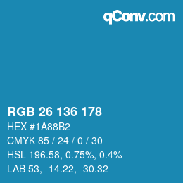 Color code: RGB 26 136 178 | qconv.com