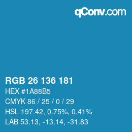 Color code: RGB 26 136 181 | qconv.com