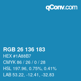 Color code: RGB 26 136 183 | qconv.com