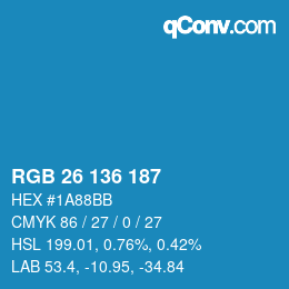 Color code: RGB 26 136 187 | qconv.com