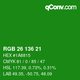 Color code: RGB 26 136 21 | qconv.com