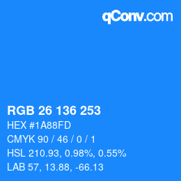 Color code: RGB 26 136 253 | qconv.com