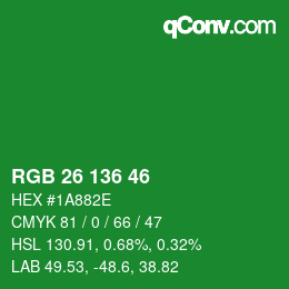 Color code: RGB 26 136 46 | qconv.com