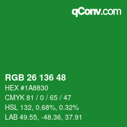 Color code: RGB 26 136 48 | qconv.com
