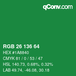 Color code: RGB 26 136 64 | qconv.com