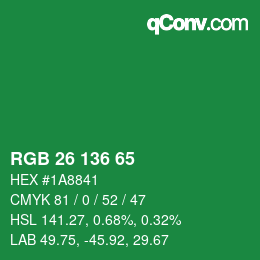 Color code: RGB 26 136 65 | qconv.com