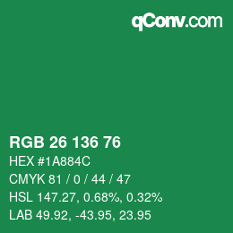 Color code: RGB 26 136 76 | qconv.com