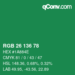 Color code: RGB 26 136 78 | qconv.com