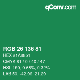 Color code: RGB 26 136 81 | qconv.com