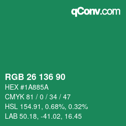 Color code: RGB 26 136 90 | qconv.com
