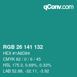 Color code: RGB 26 141 132 | qconv.com