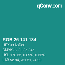 Color code: RGB 26 141 134 | qconv.com