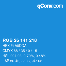 Color code: RGB 26 141 218 | qconv.com