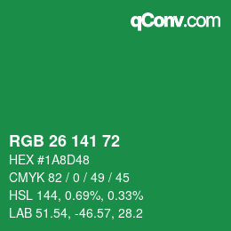 Color code: RGB 26 141 72 | qconv.com