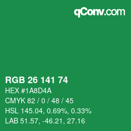 Color code: RGB 26 141 74 | qconv.com