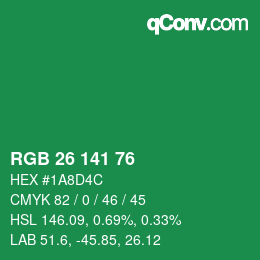 Color code: RGB 26 141 76 | qconv.com