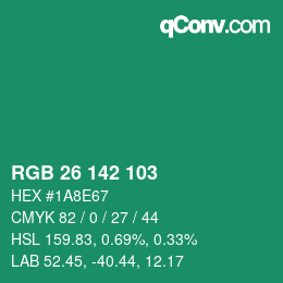 Color code: RGB 26 142 103 | qconv.com