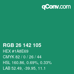 Color code: RGB 26 142 105 | qconv.com