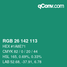 Color code: RGB 26 142 113 | qconv.com