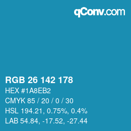 Color code: RGB 26 142 178 | qconv.com
