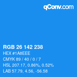 Color code: RGB 26 142 238 | qconv.com