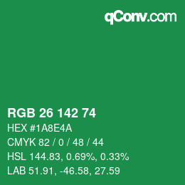 カラーコード: RGB 26 142 74 | qconv.com
