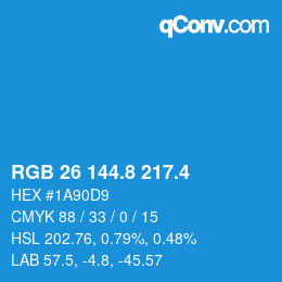 カラーコード: RGB 26 144.8 217.4 | qconv.com