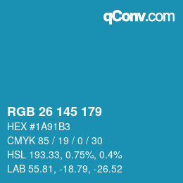 Color code: RGB 26 145 179 | qconv.com