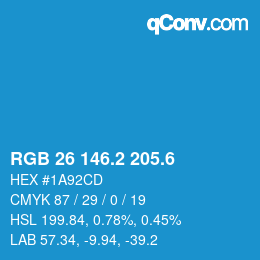 カラーコード: RGB 26 146.2 205.6 | qconv.com
