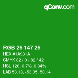 Color code: RGB 26 147 26 | qconv.com