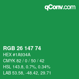 Color code: RGB 26 147 74 | qconv.com
