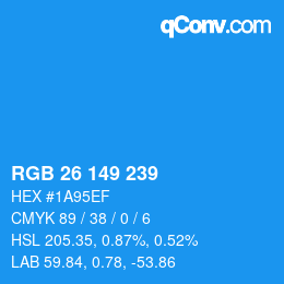 カラーコード: RGB 26 149 239 | qconv.com