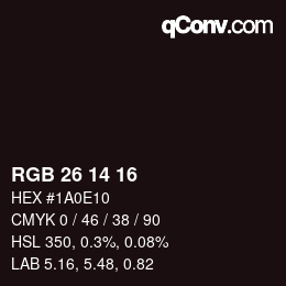 Color code: RGB 26 14 16 | qconv.com