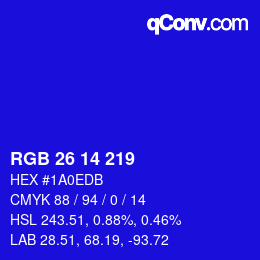 Color code: RGB 26 14 219 | qconv.com