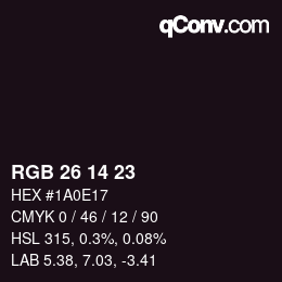 Color code: RGB 26 14 23 | qconv.com