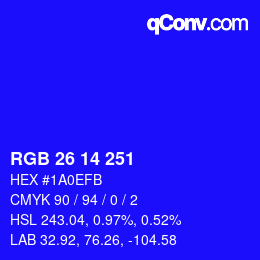 颜色代码: RGB 26 14 251 | qconv.com