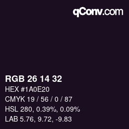 Color code: RGB 26 14 32 | qconv.com