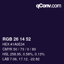 Color code: RGB 26 14 52 | qconv.com